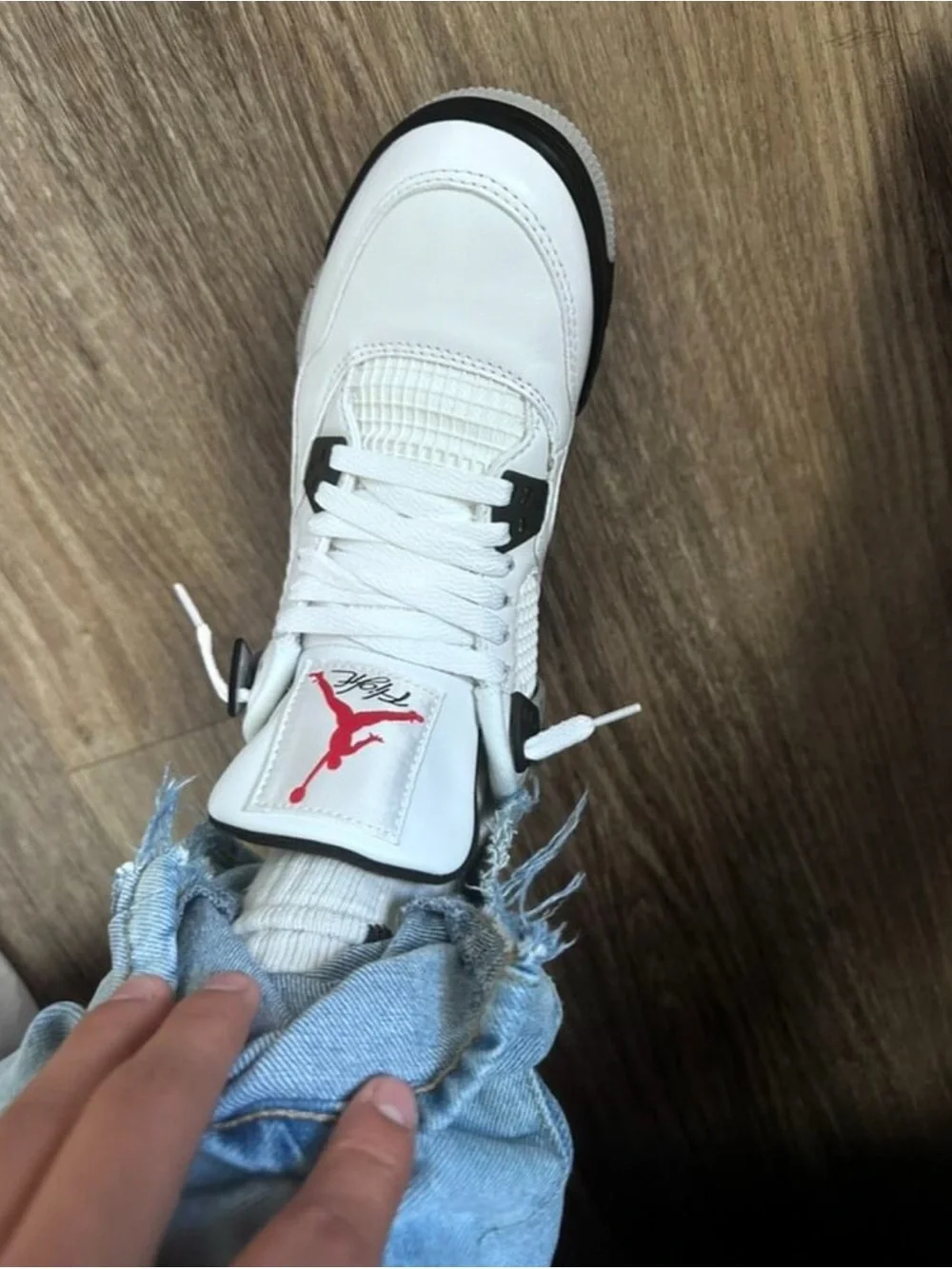 Jordan Women's White Sneakers with Red Jumpman and Black Accents